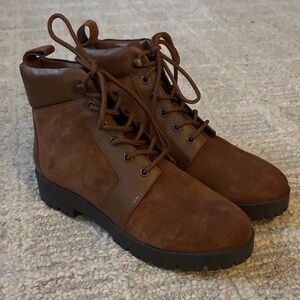Tobacco Brown Lace-Up Women’s Suede Boots